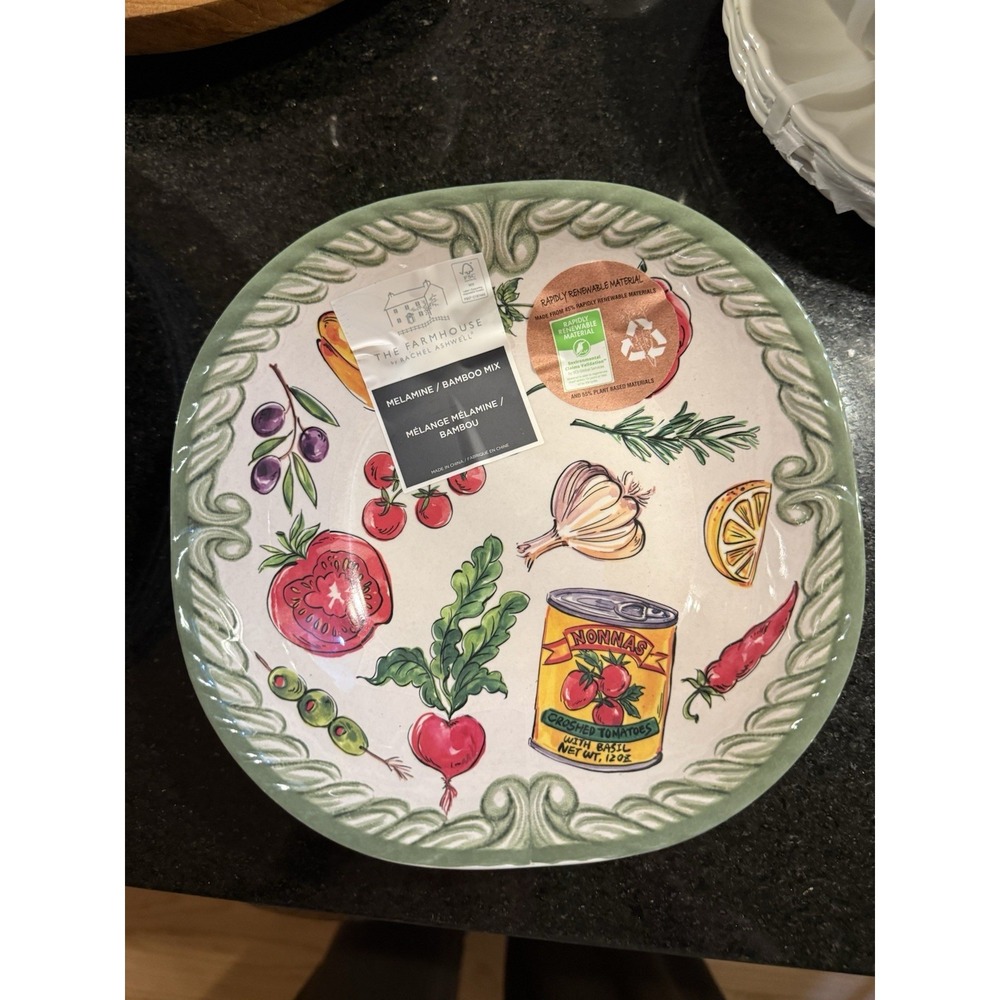 4Rachel Ashwell Italian Vegetable Salad Bowls Melamine 7.5" The‎ Farmhouse Nonna
